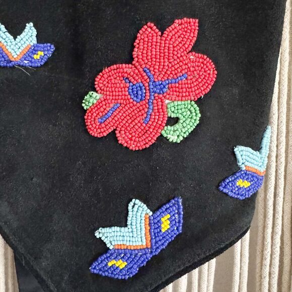 Vintage 1993 Gammon Shire Suede Beaded Vest – Boho Western Statement - Picture 4 of 6